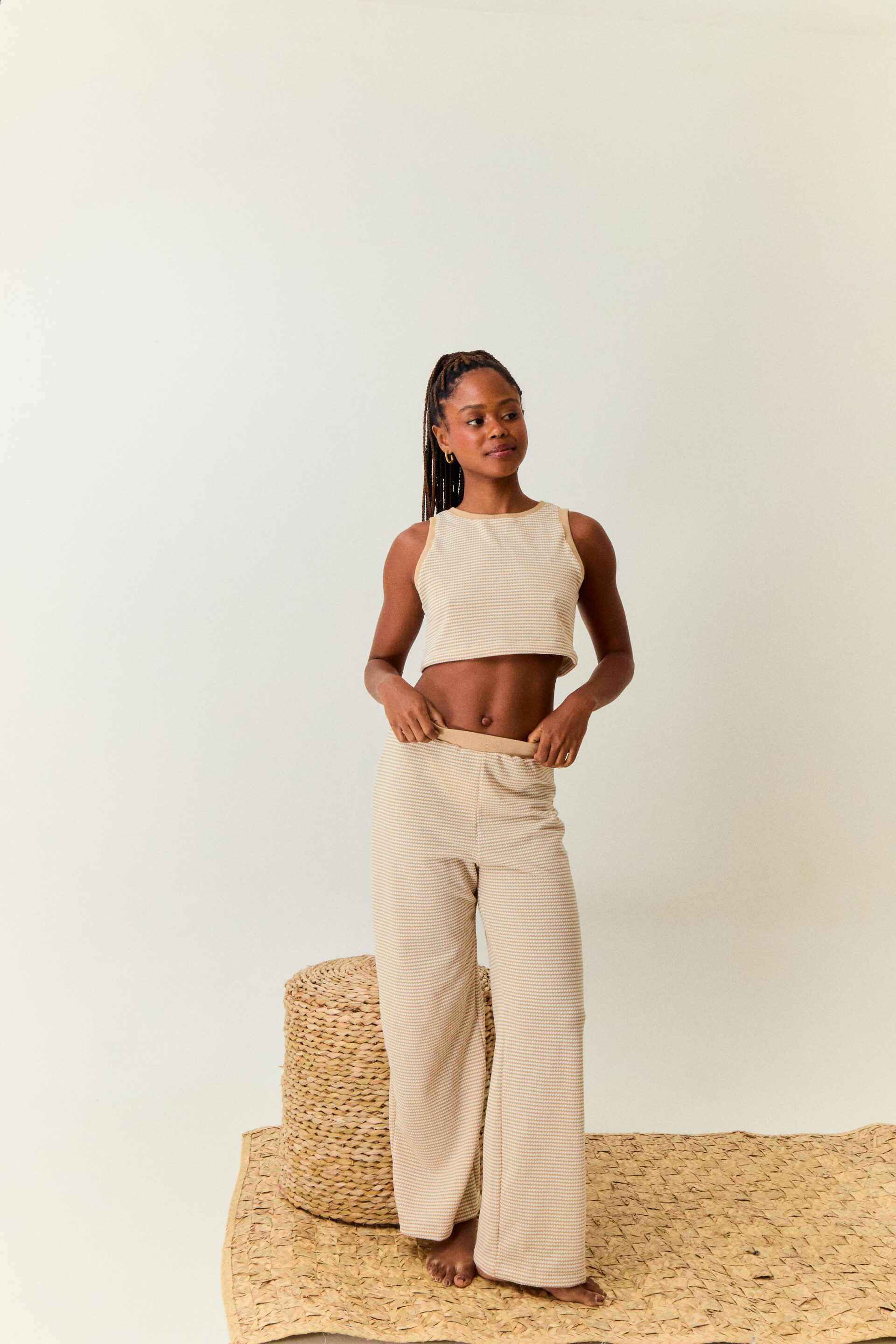 CALÇA TRICOT HAZE AMENDOA