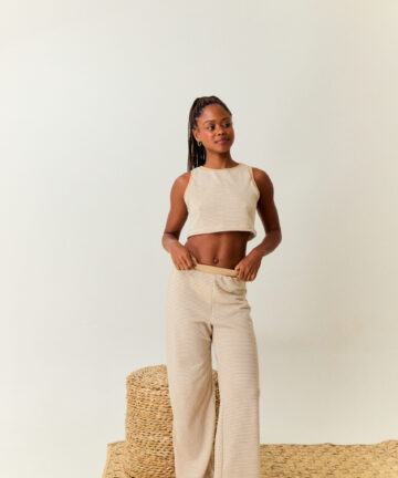 CALÇA TRICOT HAZE AMENDOA